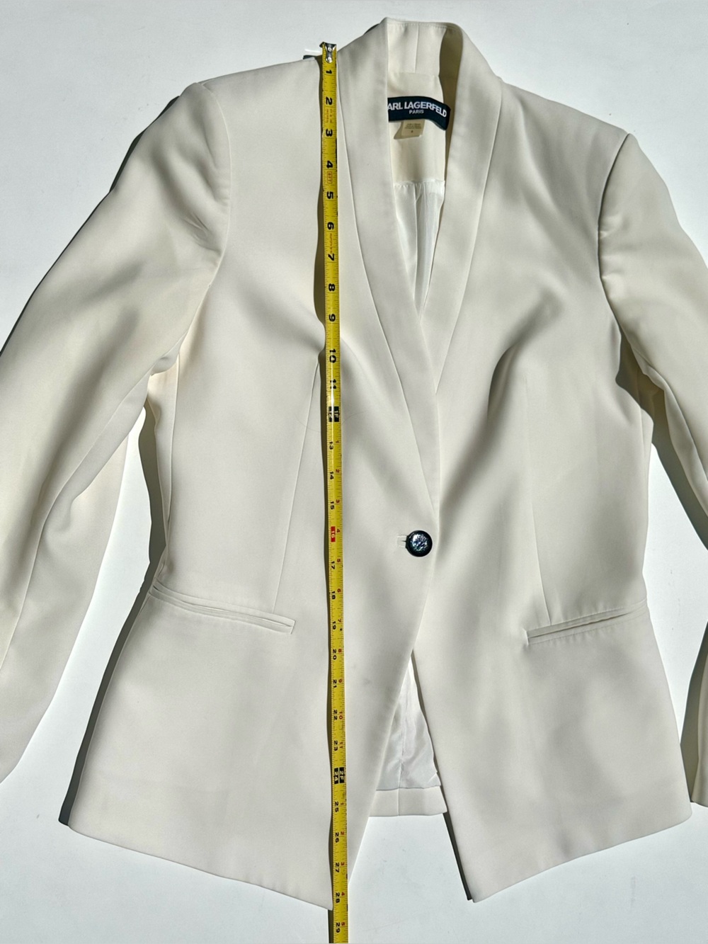 Karl Lagerfeld Ivory White Pant Suit Single-Button Blazer & Matching Trousers, 6 - Picture 10 of 16